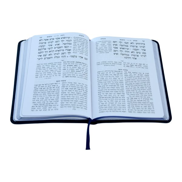 ⁦סט חמישה חומשי תורה אביר יעקב עם פיתוחי חותם מהדורת כיס דמוי עור כחול / עוז והדר⁩ – תמונה ⁦6⁩