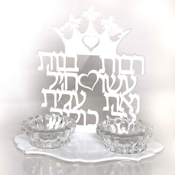 ⁦פמוטים לשבת - דגם אשת חיל⁩ – תמונה ⁦2⁩