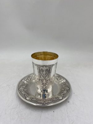 סט כוס קידוש ציפוי כסף טהור - דגם טוהר