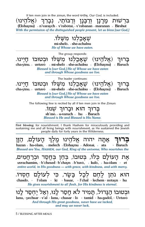 Czuker Edition Bircat Hamazon And Zemirot with Translation and Ivrit Transliteration – White Cover – תמונה 3