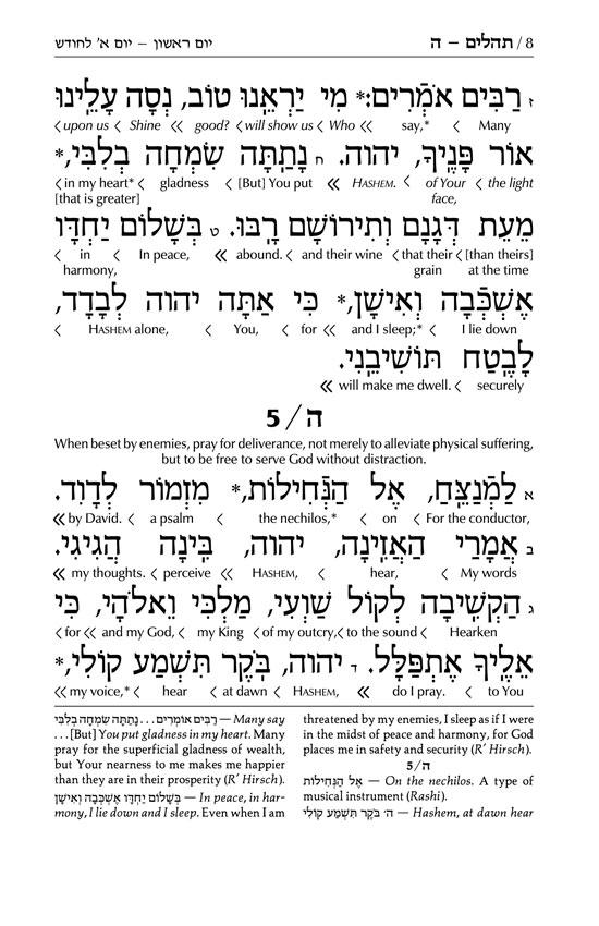 Schottenstein Ed Tehillim: Book of Psalms Interlinear Translation Pocket Leather – תמונה 8