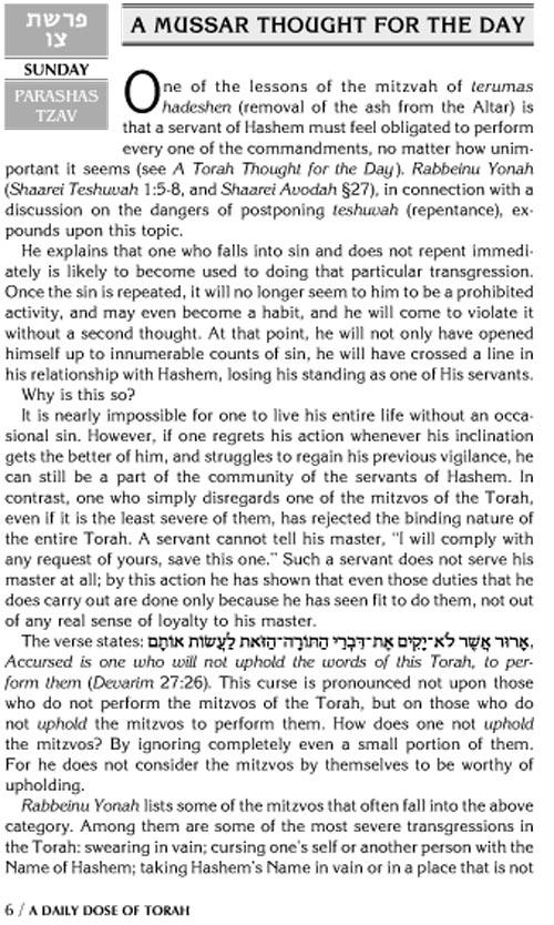 A DAILY DOSE OF TORAH SERIES 1 Vol 07: Weeks of Tzav through Metzorah – תמונה 6