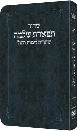 Deluxe Flex All Hebrew Weekday Shacharis Siddur – Hebrew Instructions Ashkenaz Navy