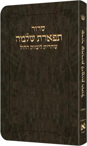 Deluxe Flex All Hebrew Weekday Shacharis Siddur – Hebrew Instructions Ashkenaz Dark Brown