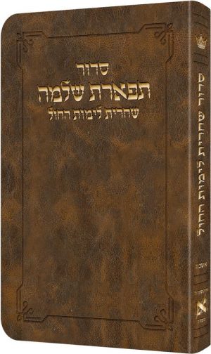 Deluxe Flex All Hebrew Weekday Shacharis Siddur – Hebrew Instructions Ashkenaz Light Brown