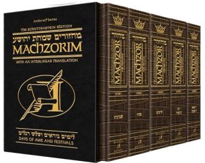 Schottenstein Interlinear Machzor 5 Vol. Set Full Size Alligator Leather – Sefar