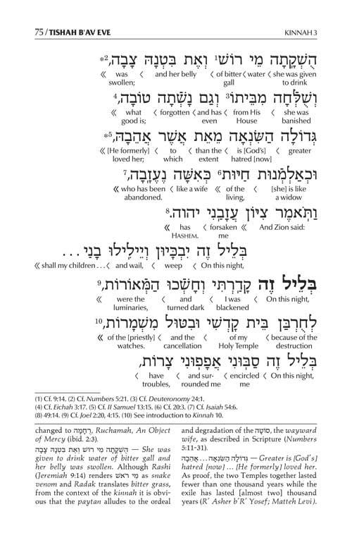 Schottenstein Ed. Interlinear Kinnos / Tishah B’av Siddur – Ashkenaz – Pocket Size H/C – תמונה 4